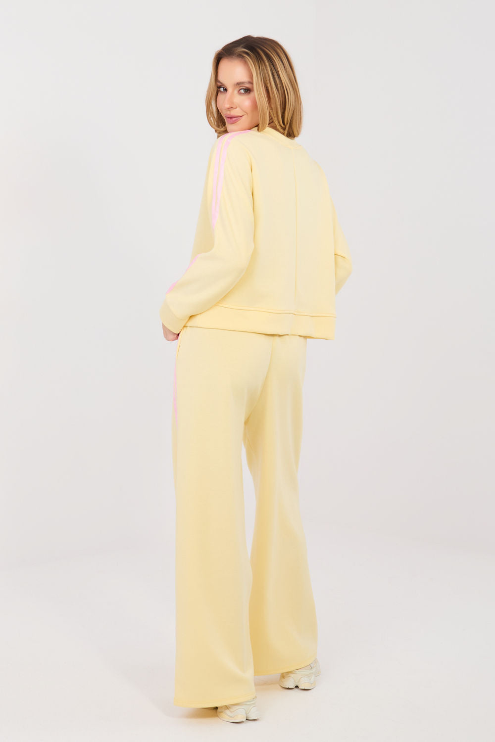 Pink striped wide-leg viscose trousers