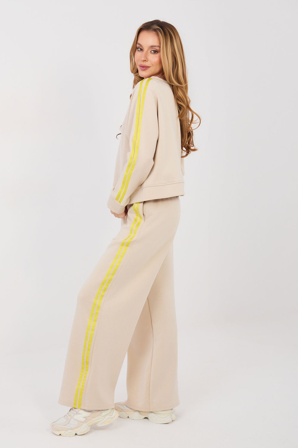 Pink striped wide-leg viscose trousers