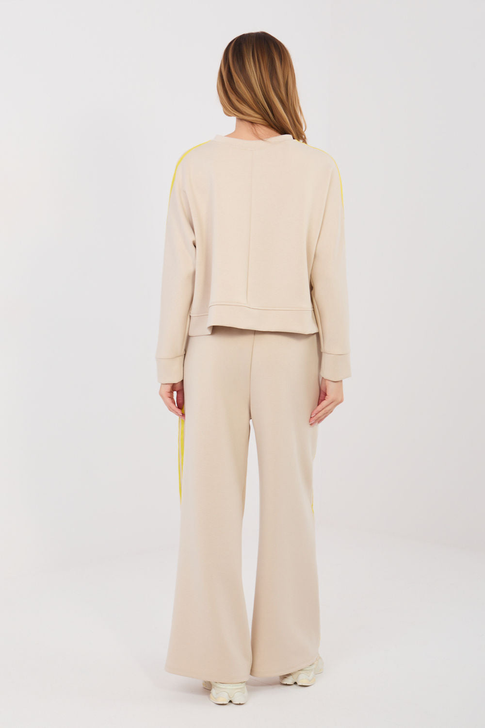 Pink striped wide-leg viscose trousers