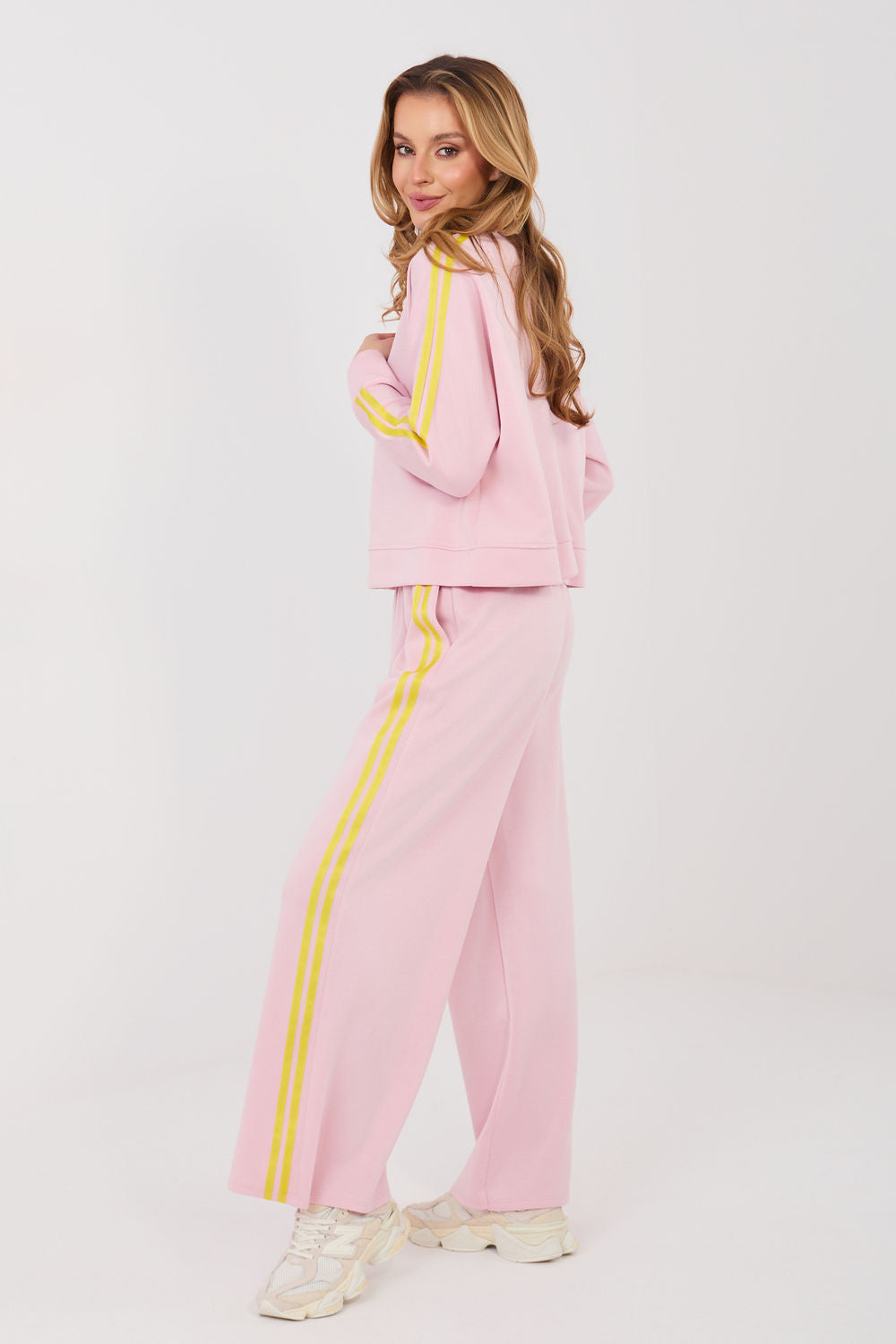 Pink striped wide-leg viscose trousers
