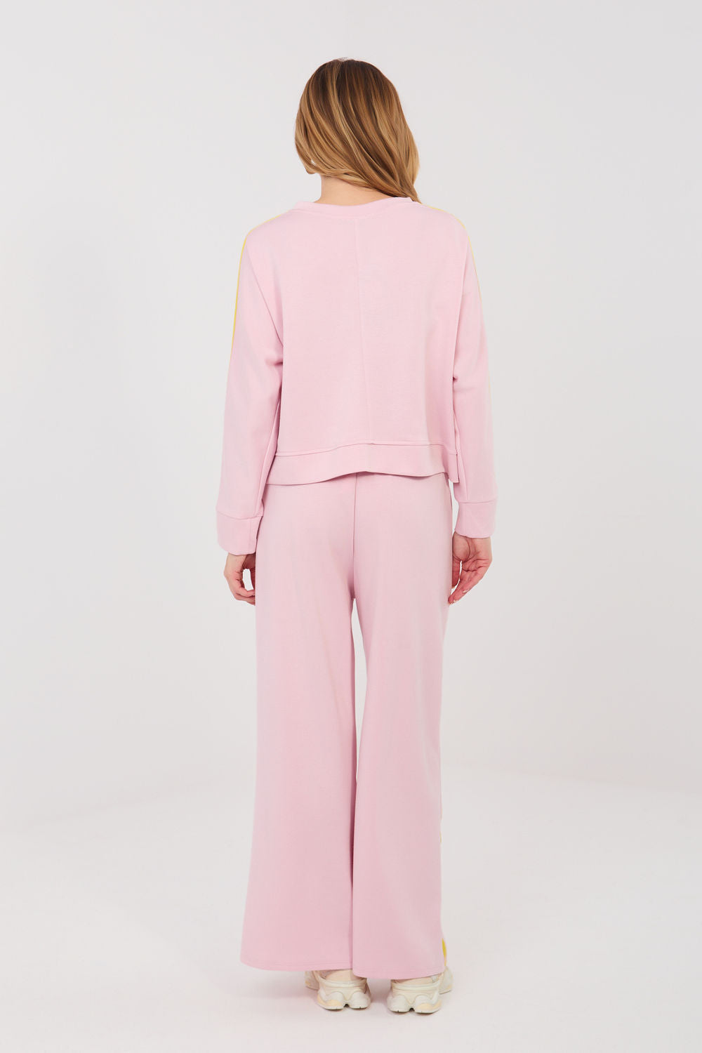 Pink striped wide-leg viscose trousers