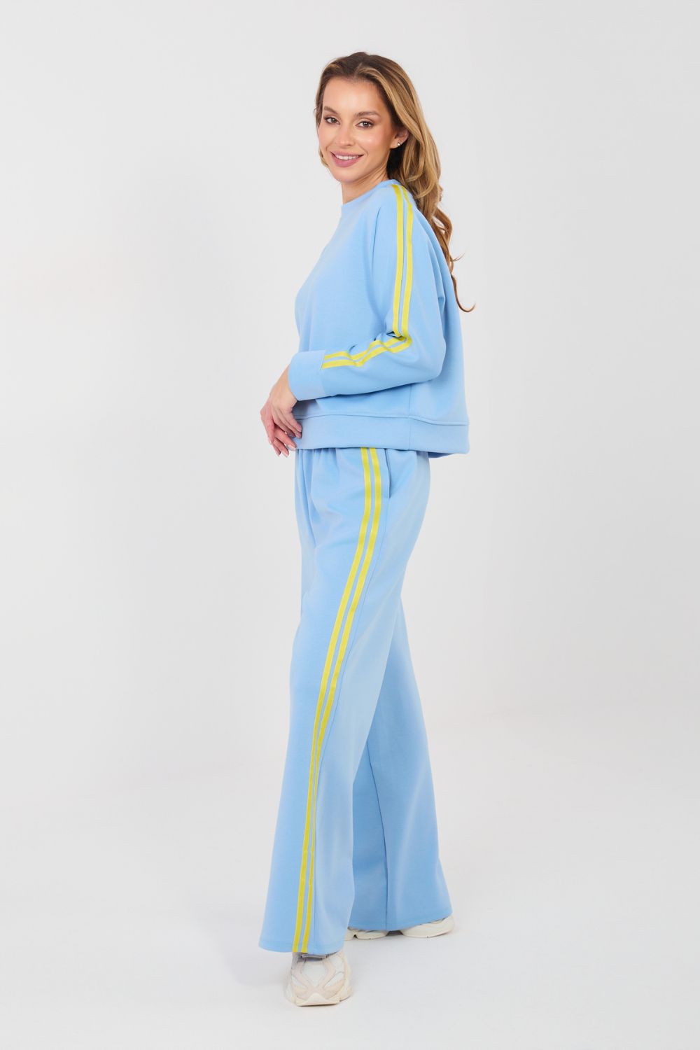 Pink striped wide-leg viscose trousers