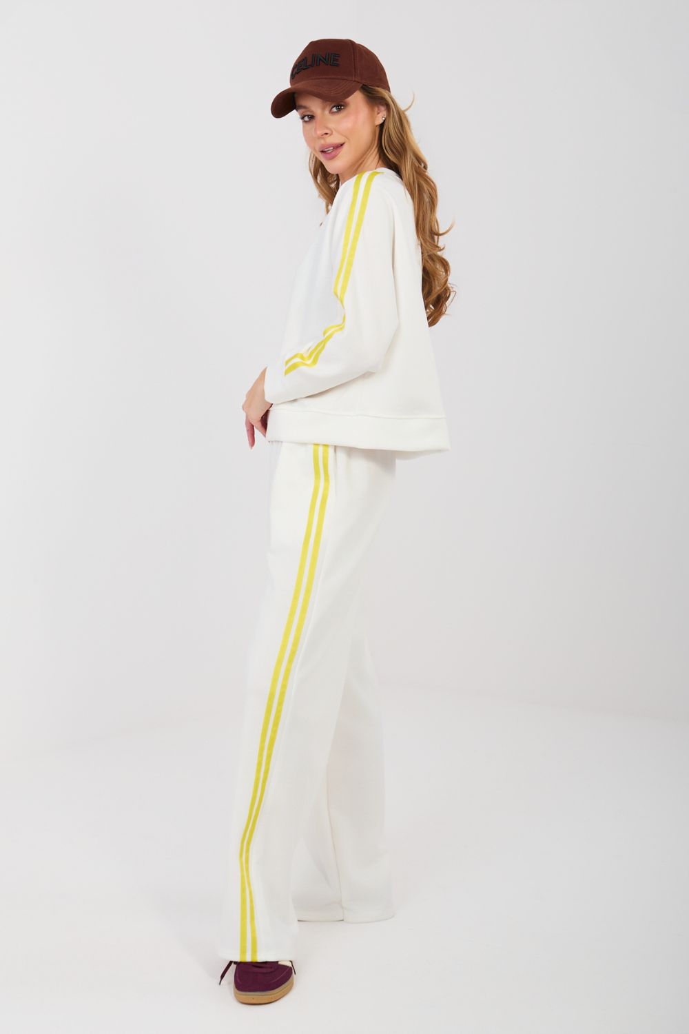 Pink striped wide-leg viscose trousers
