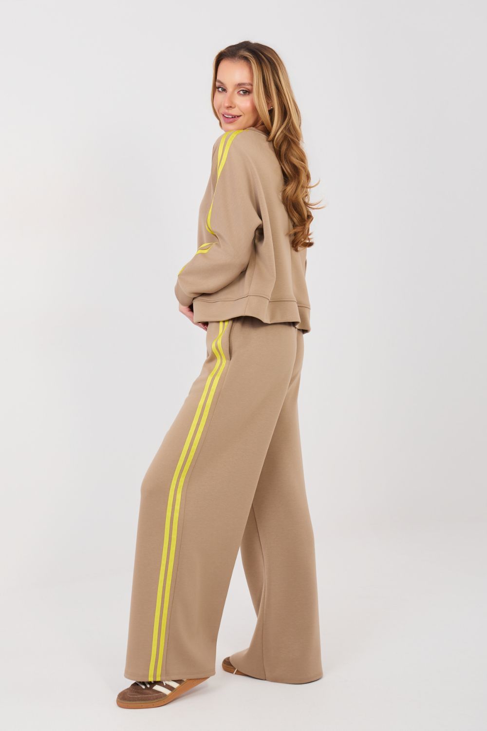 Pink striped wide-leg viscose trousers