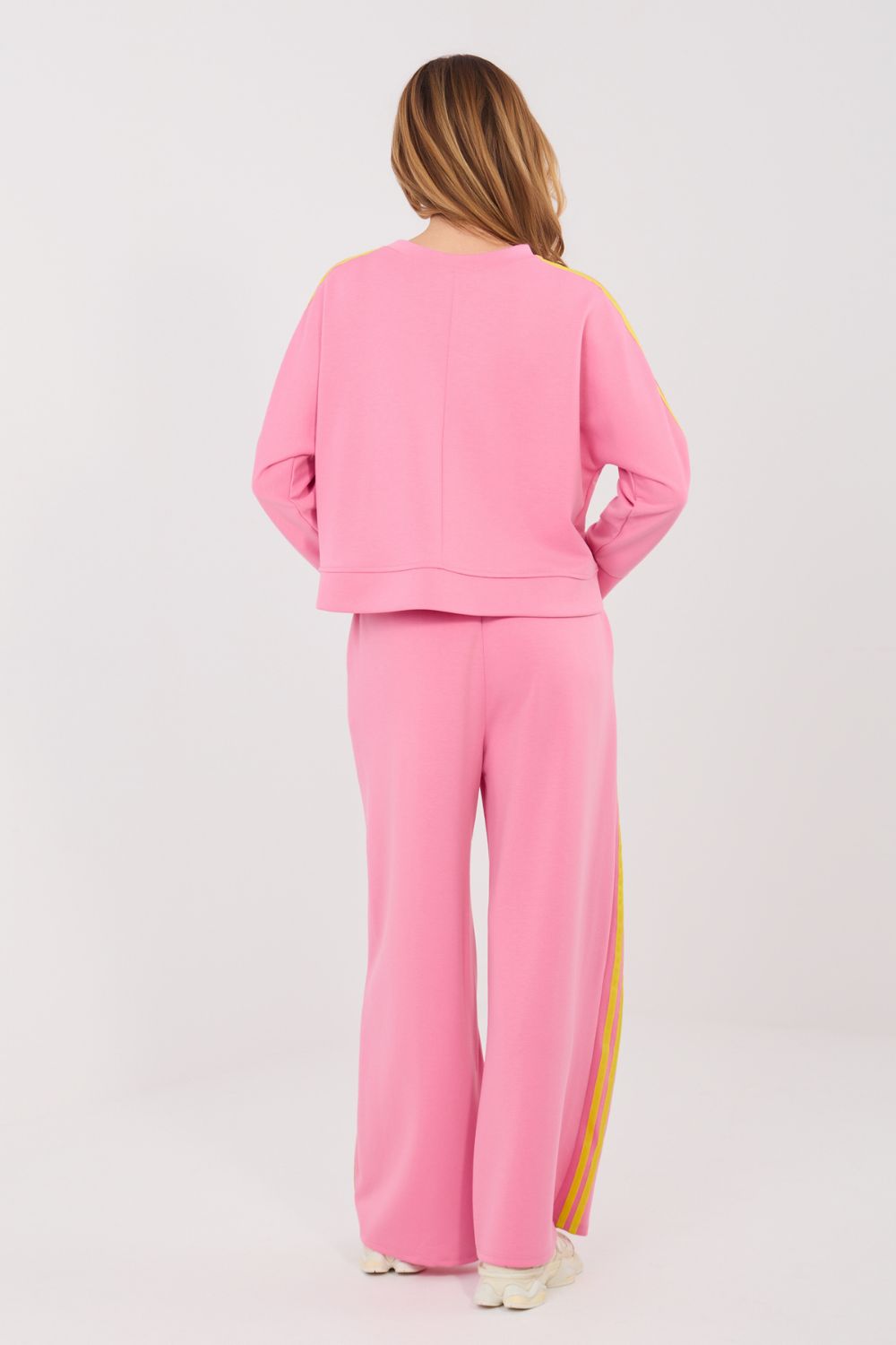 Pink striped wide-leg viscose trousers