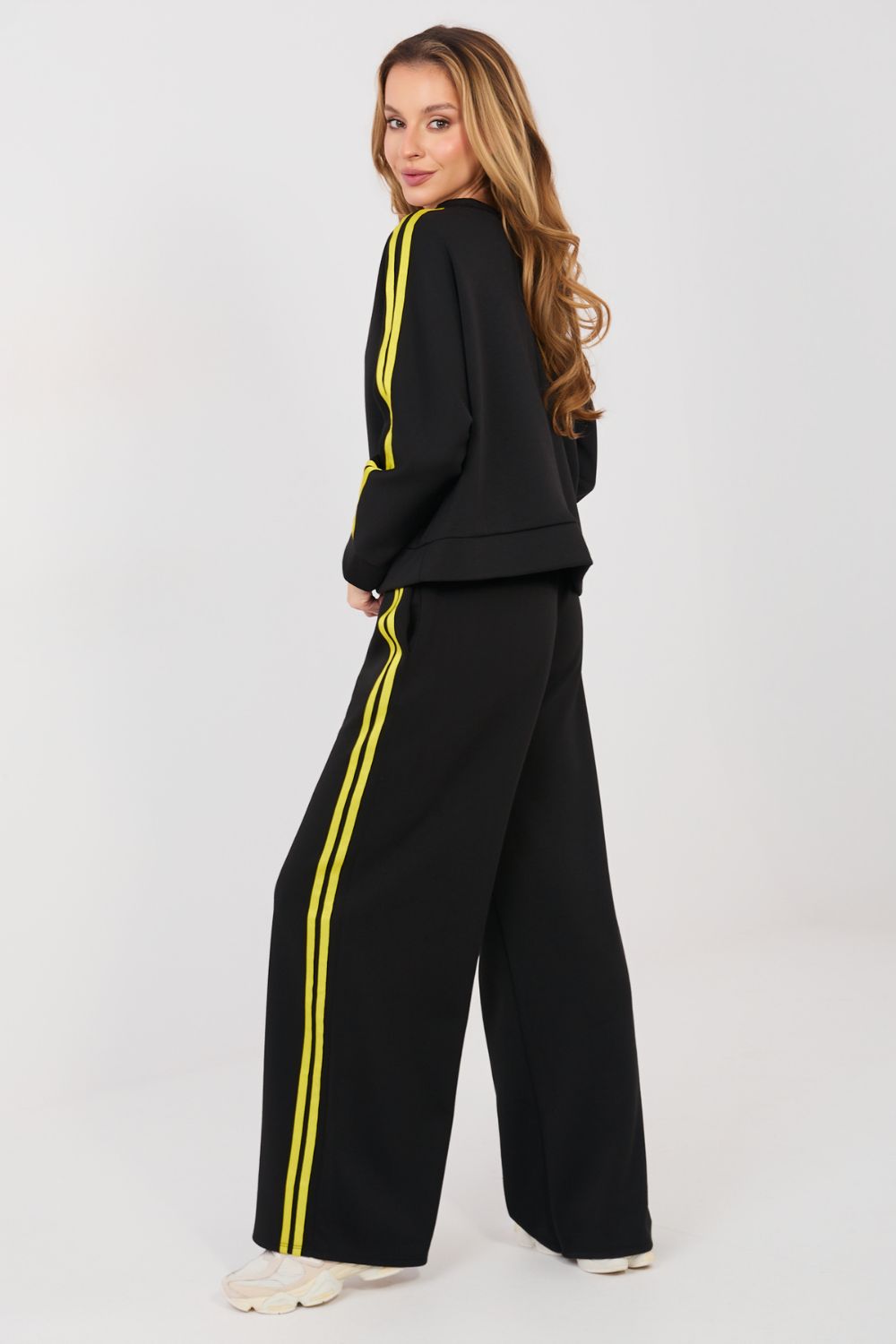 Pink striped wide-leg viscose trousers