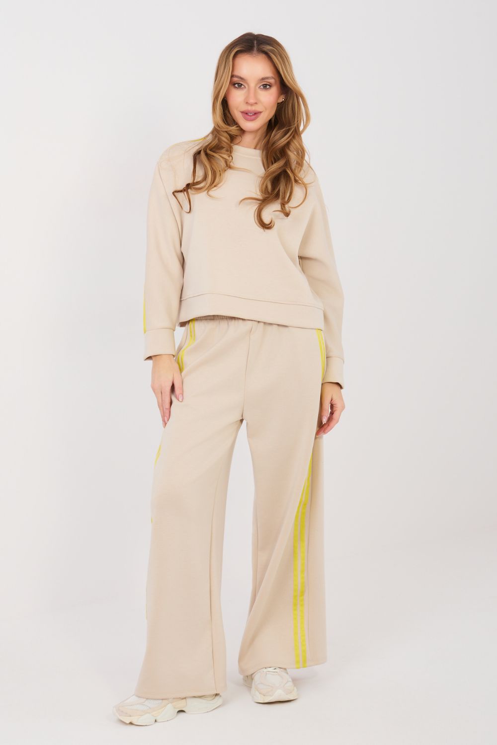 Pink striped wide-leg viscose trousers