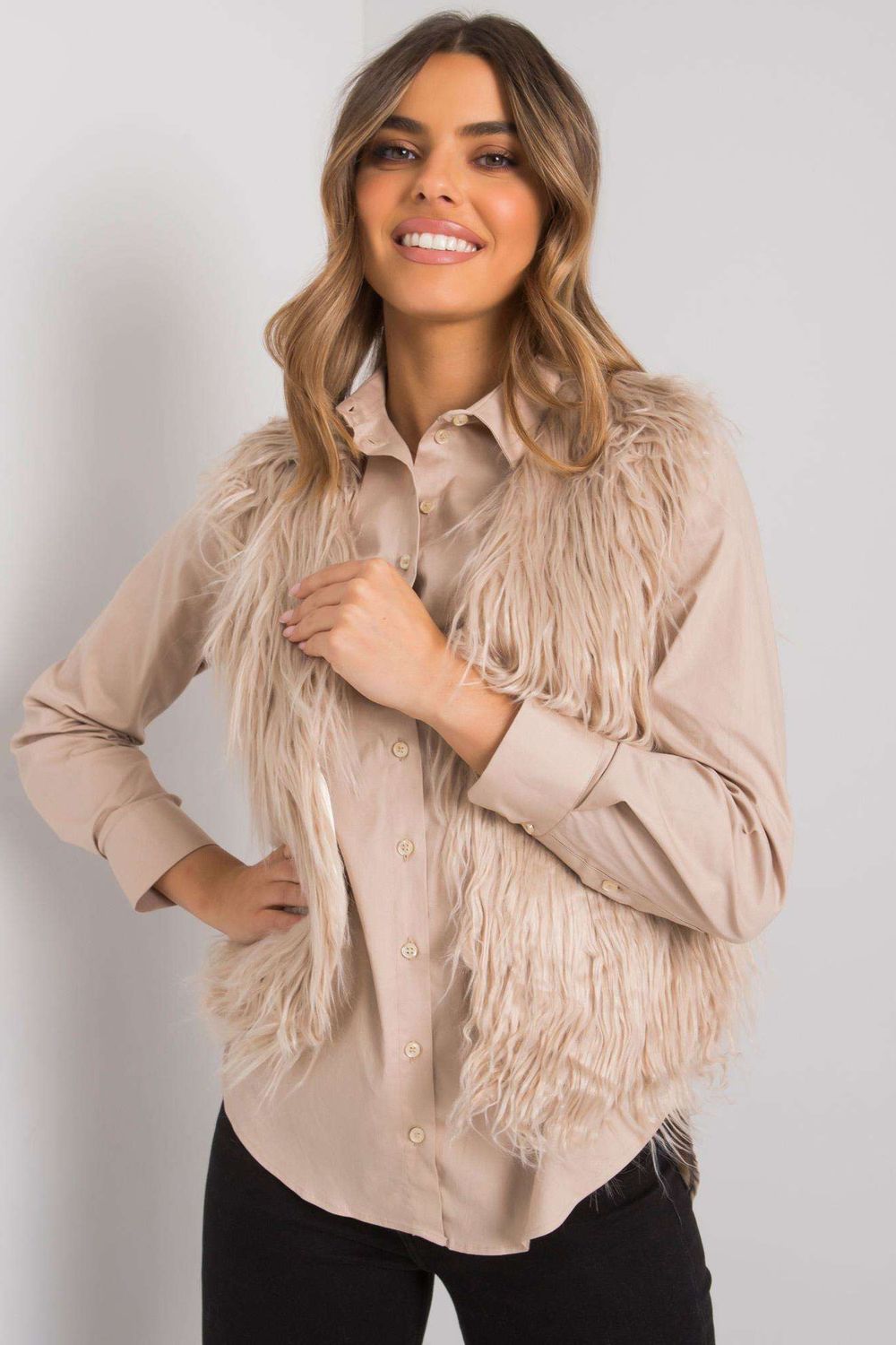 Beige fur jacket