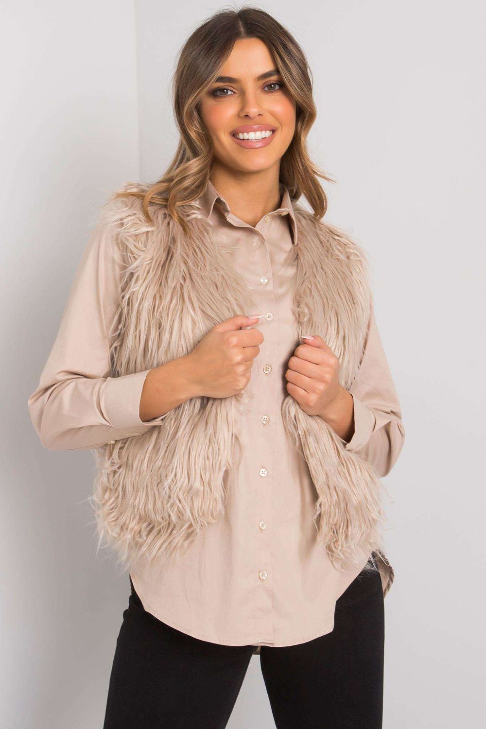 Beige fur jacket
