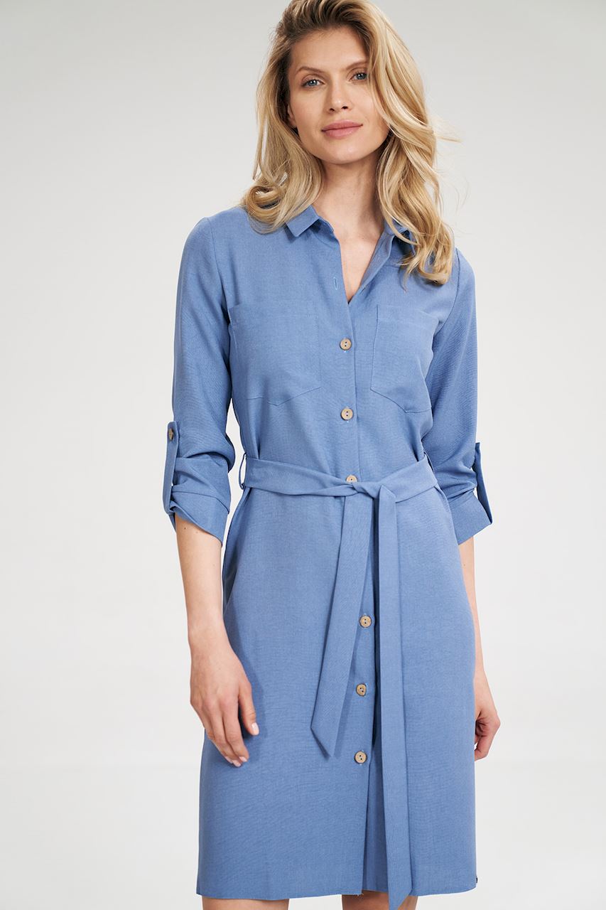Blue shirt dress