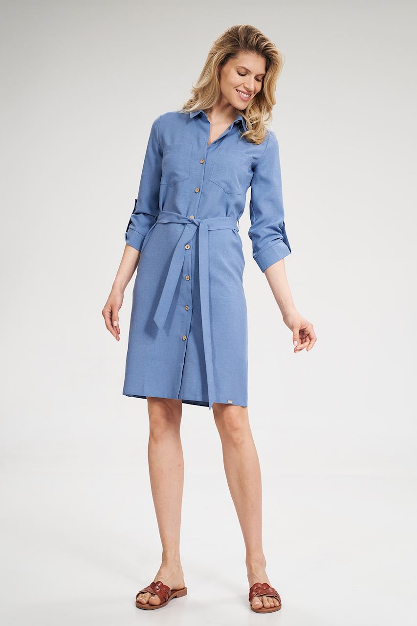Blue shirt dress