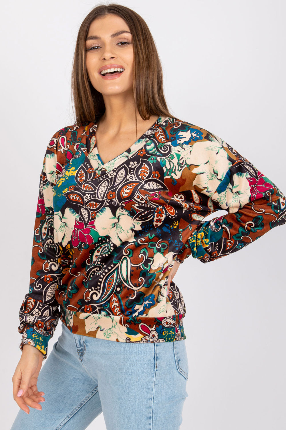 Green velour blouse