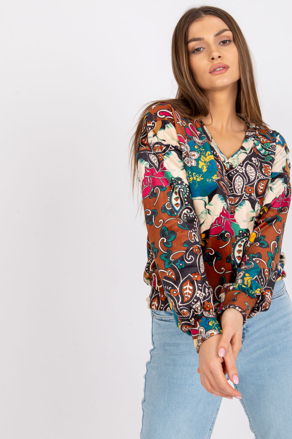 Green velour blouse