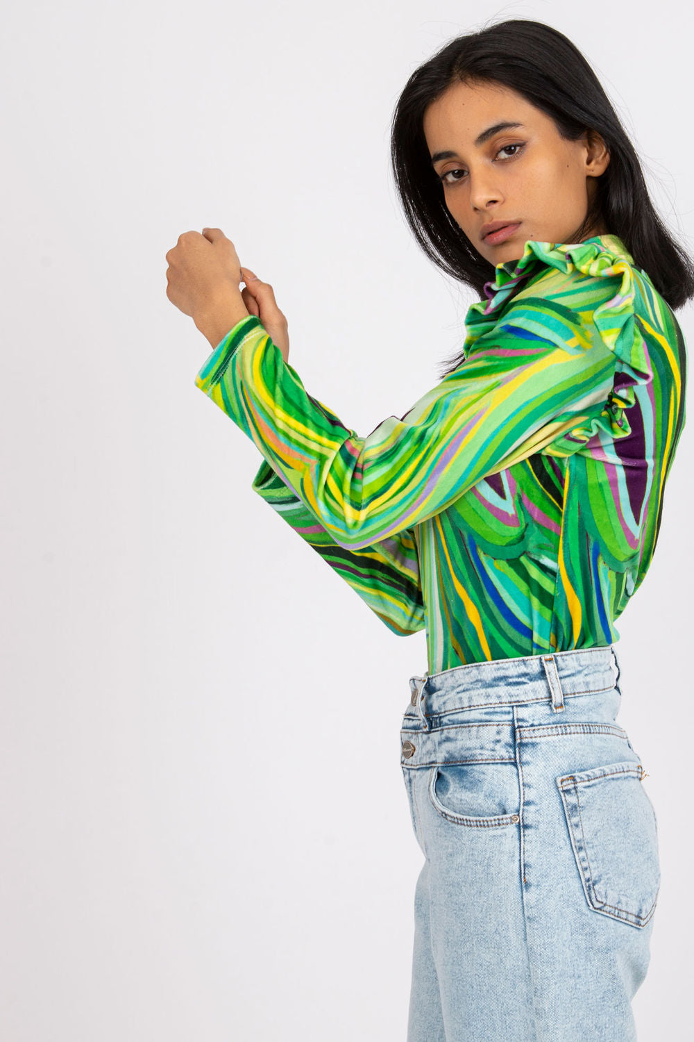 Orange velour blouse