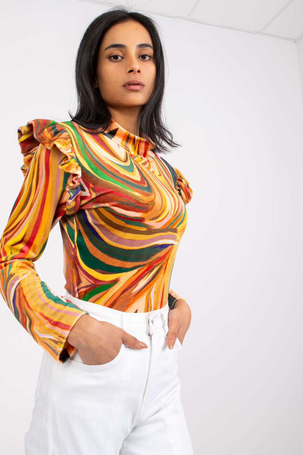 Orange velour blouse