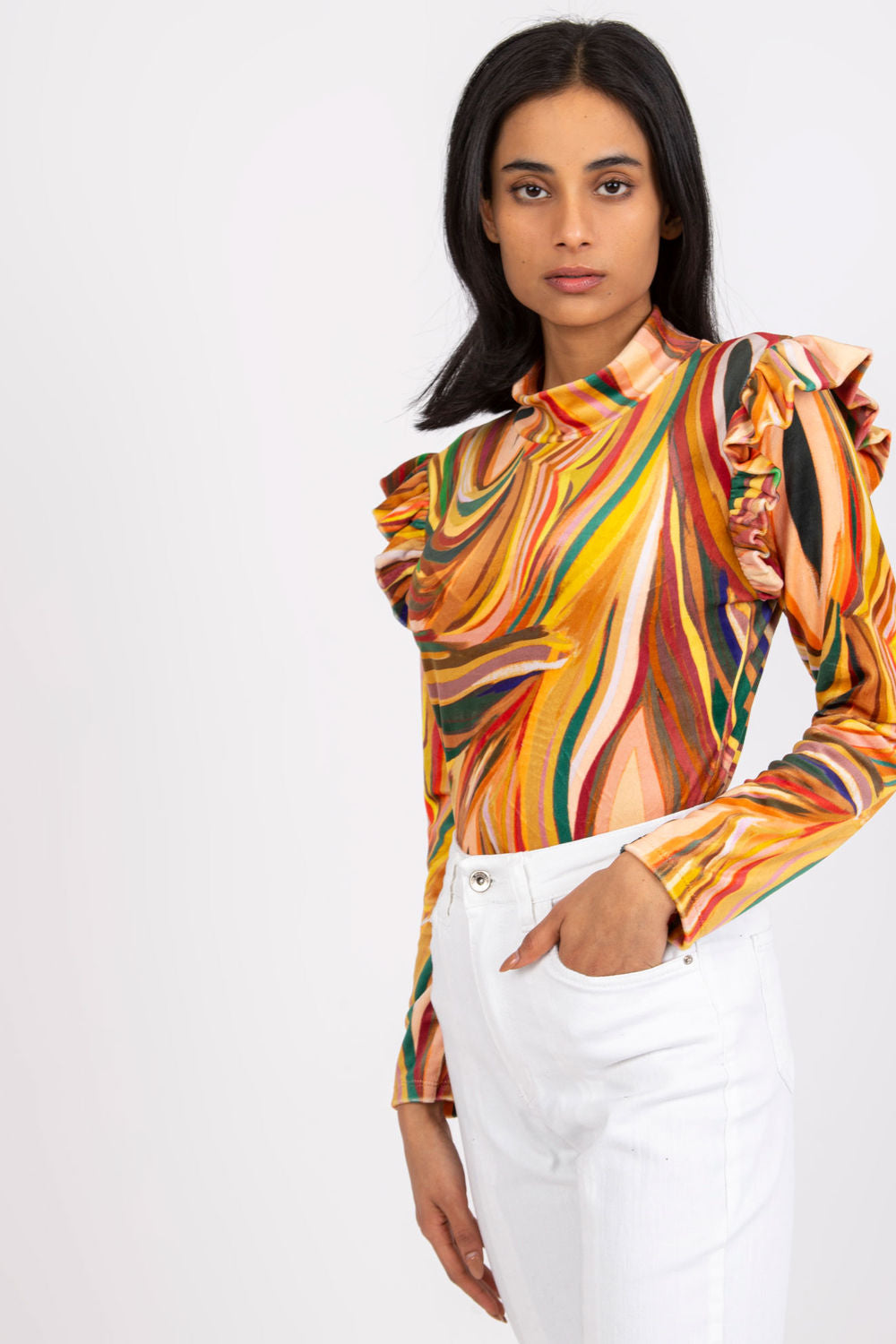 Orange velour blouse