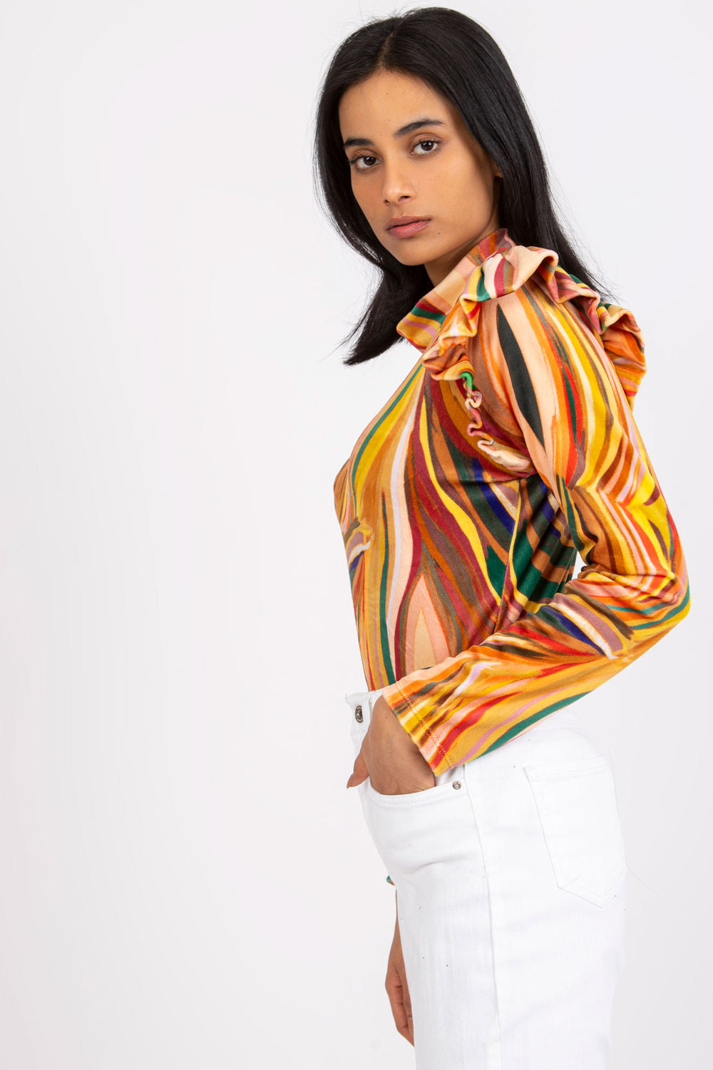 Orange velour blouse
