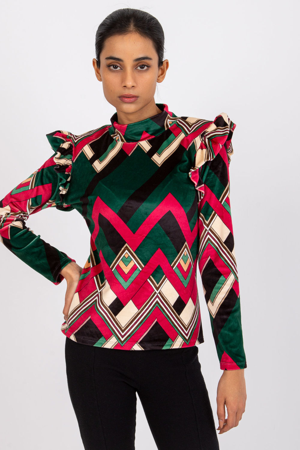 Orange velour blouse