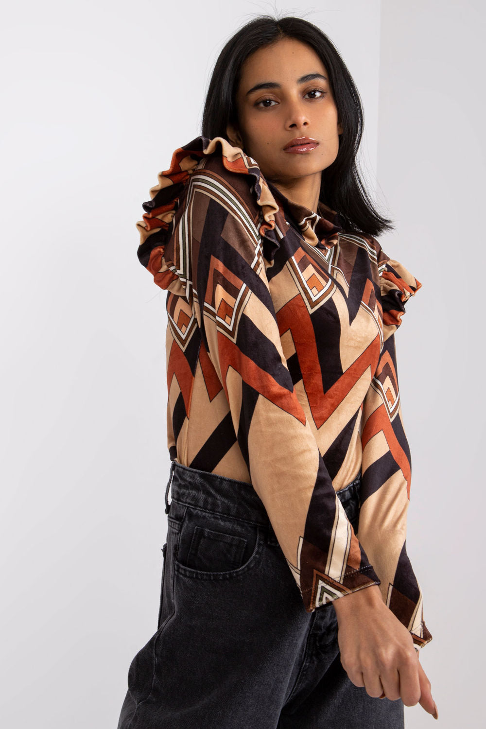Orange velour blouse
