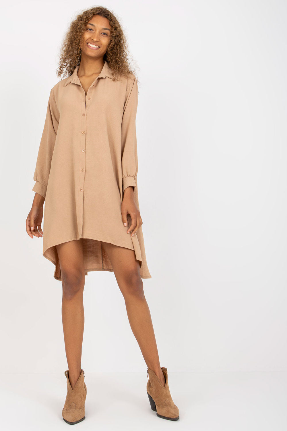 Buttoned polyester dress