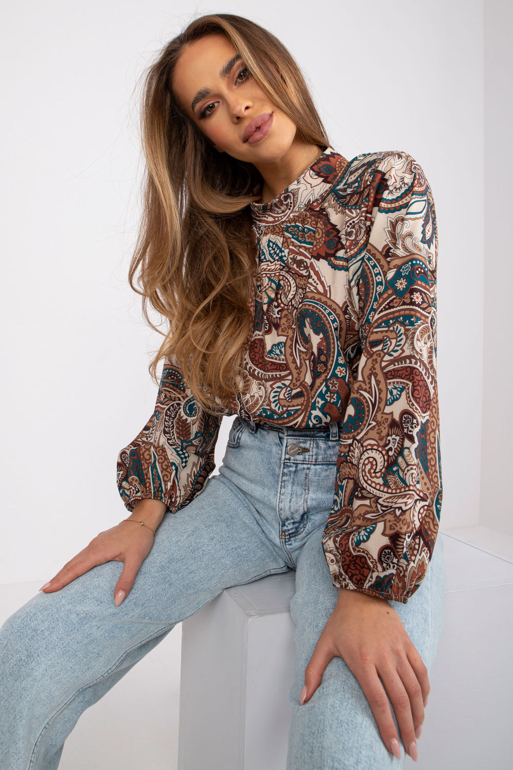 Beige polyester blouse
