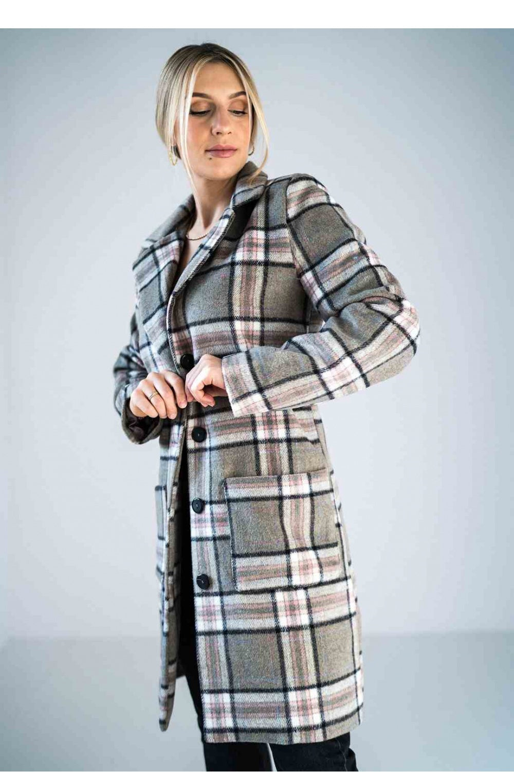 Checked coat