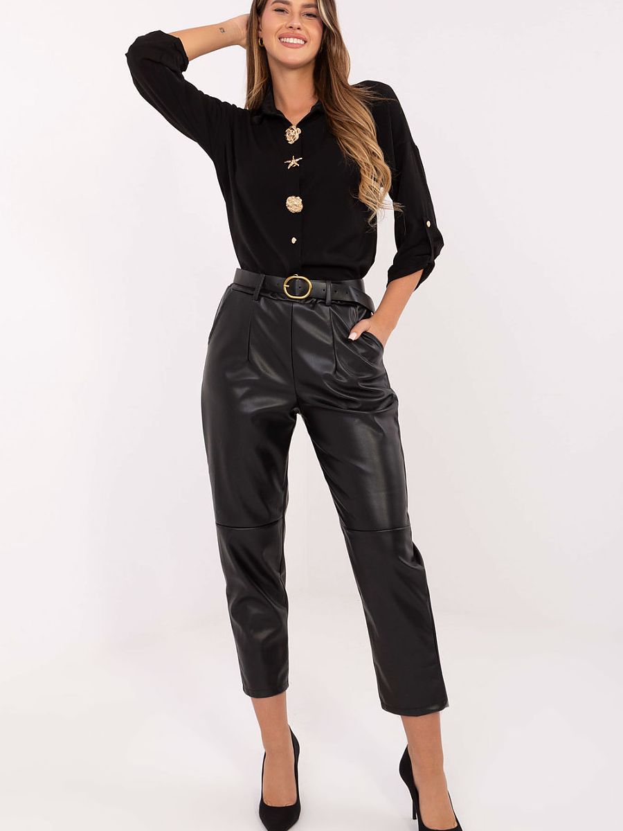 Faux leather trousers