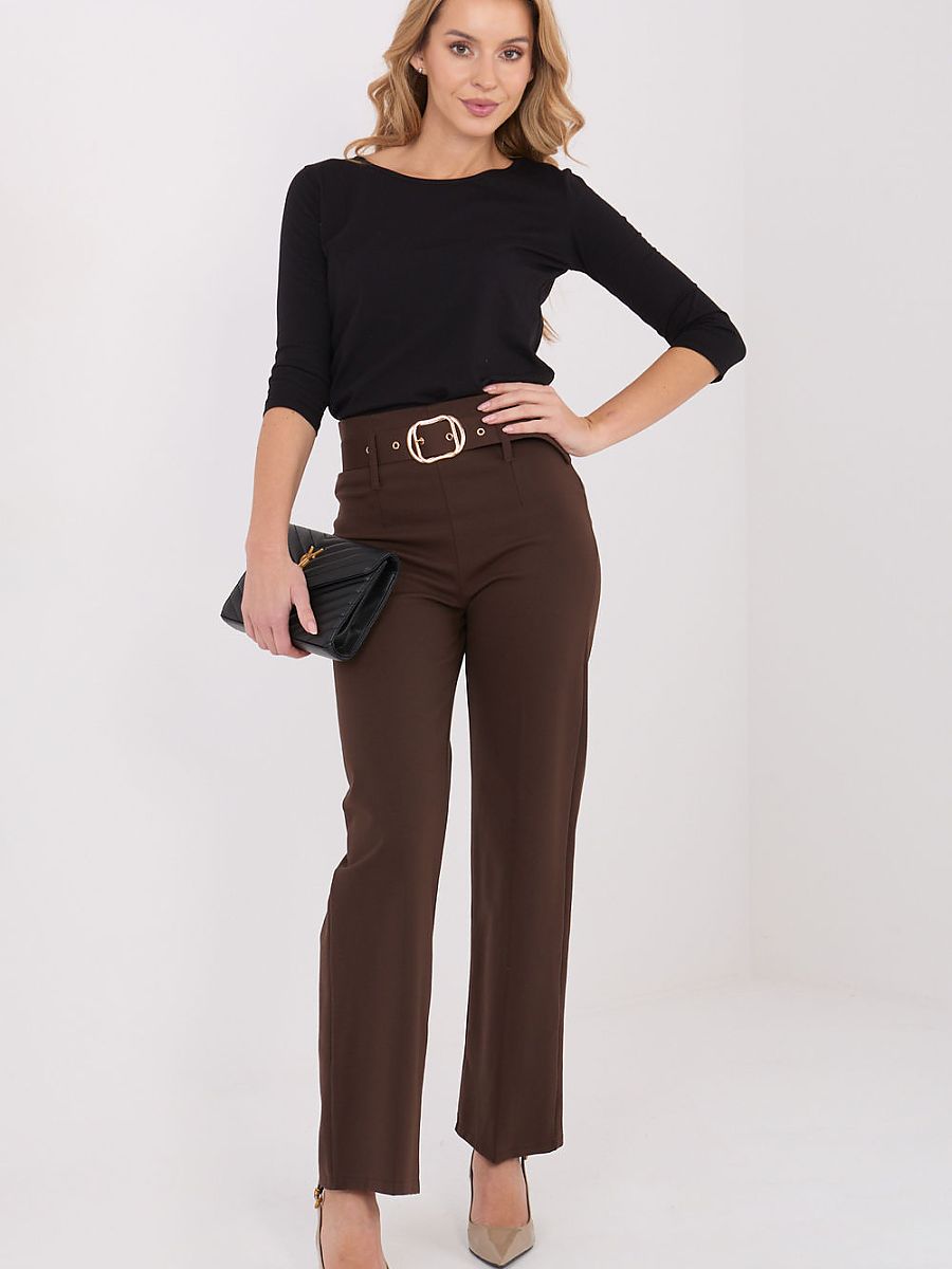 Black straight-leg viscose trousers