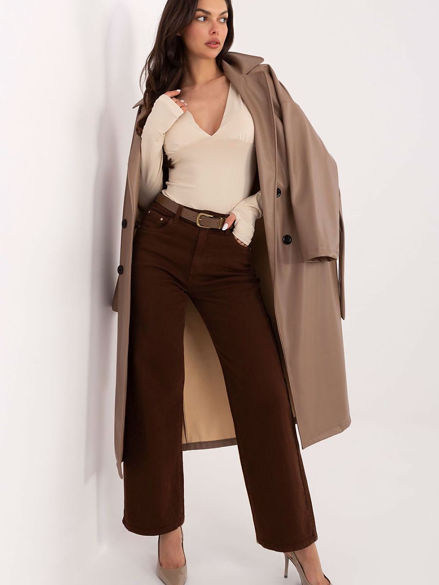 High-waisted buttoned cotton trousers