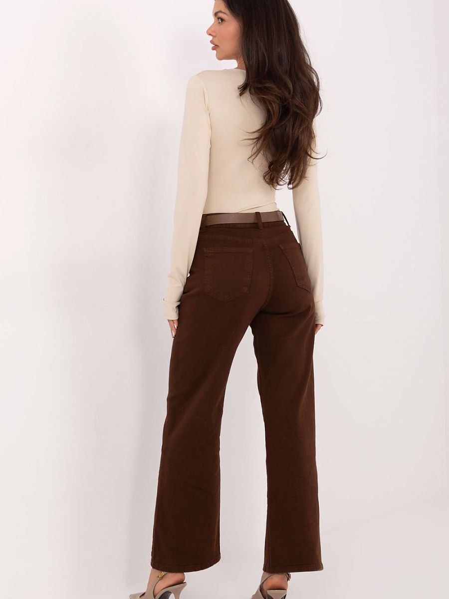 High-waisted buttoned cotton trousers