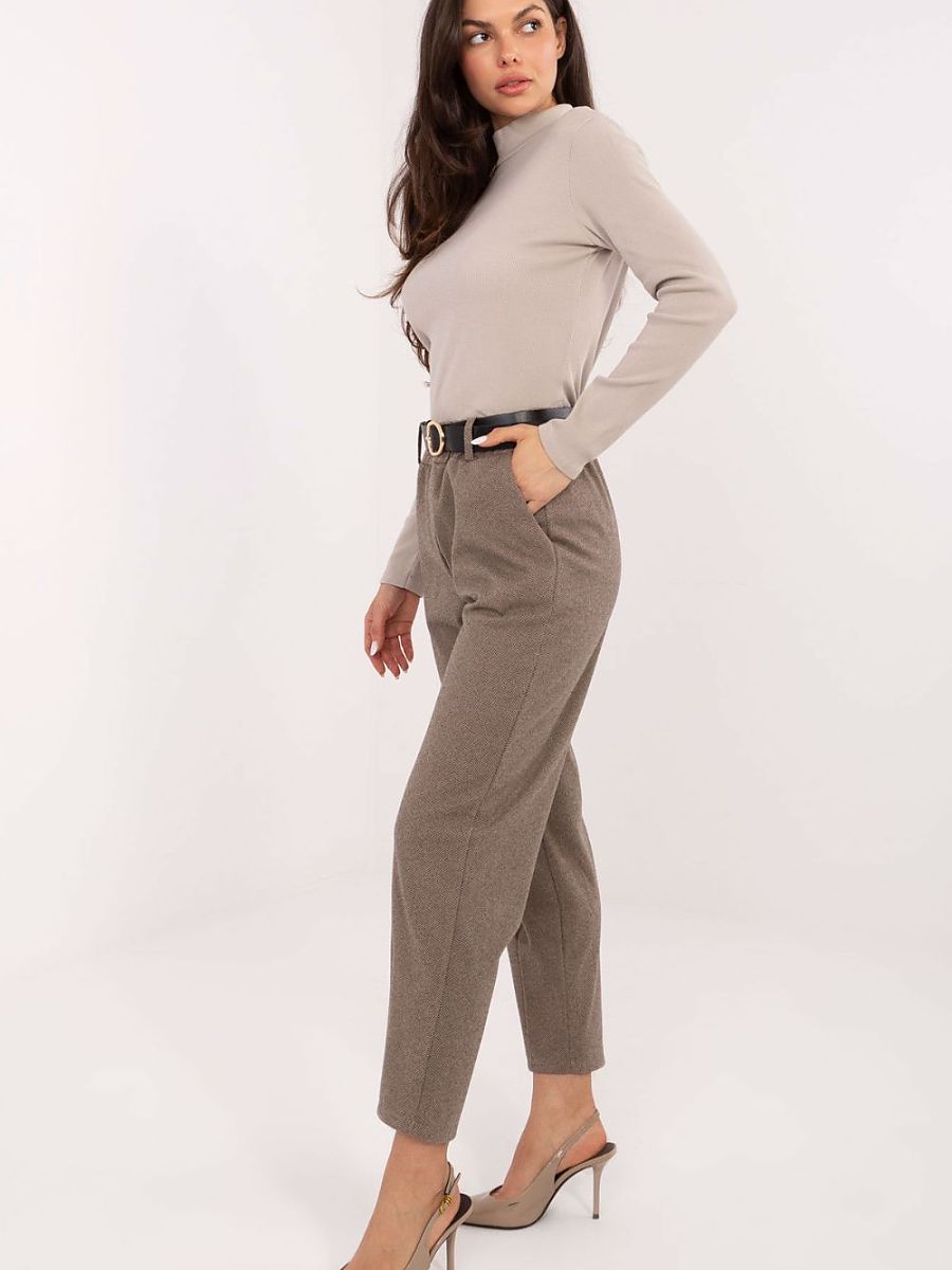 Red polyester trousers