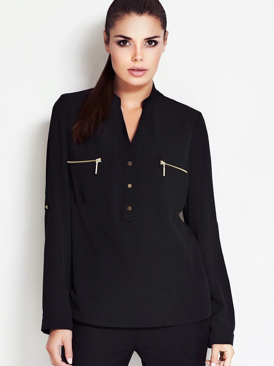 Zip-pocket blouse