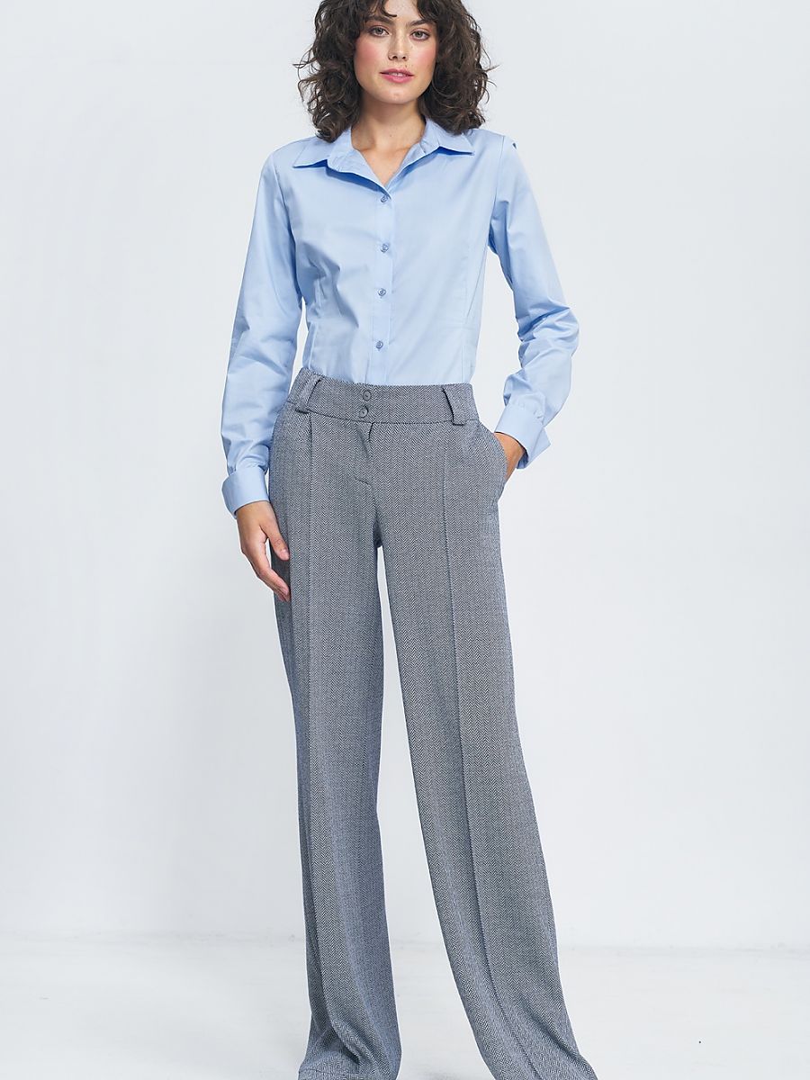 Navy blue wide-leg oversized trousers