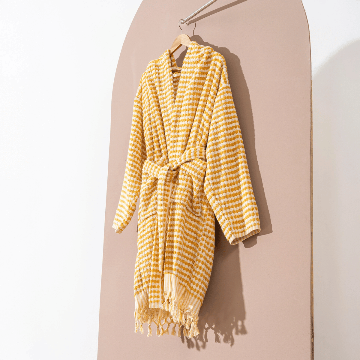 Gul morgonrock - Pom pom