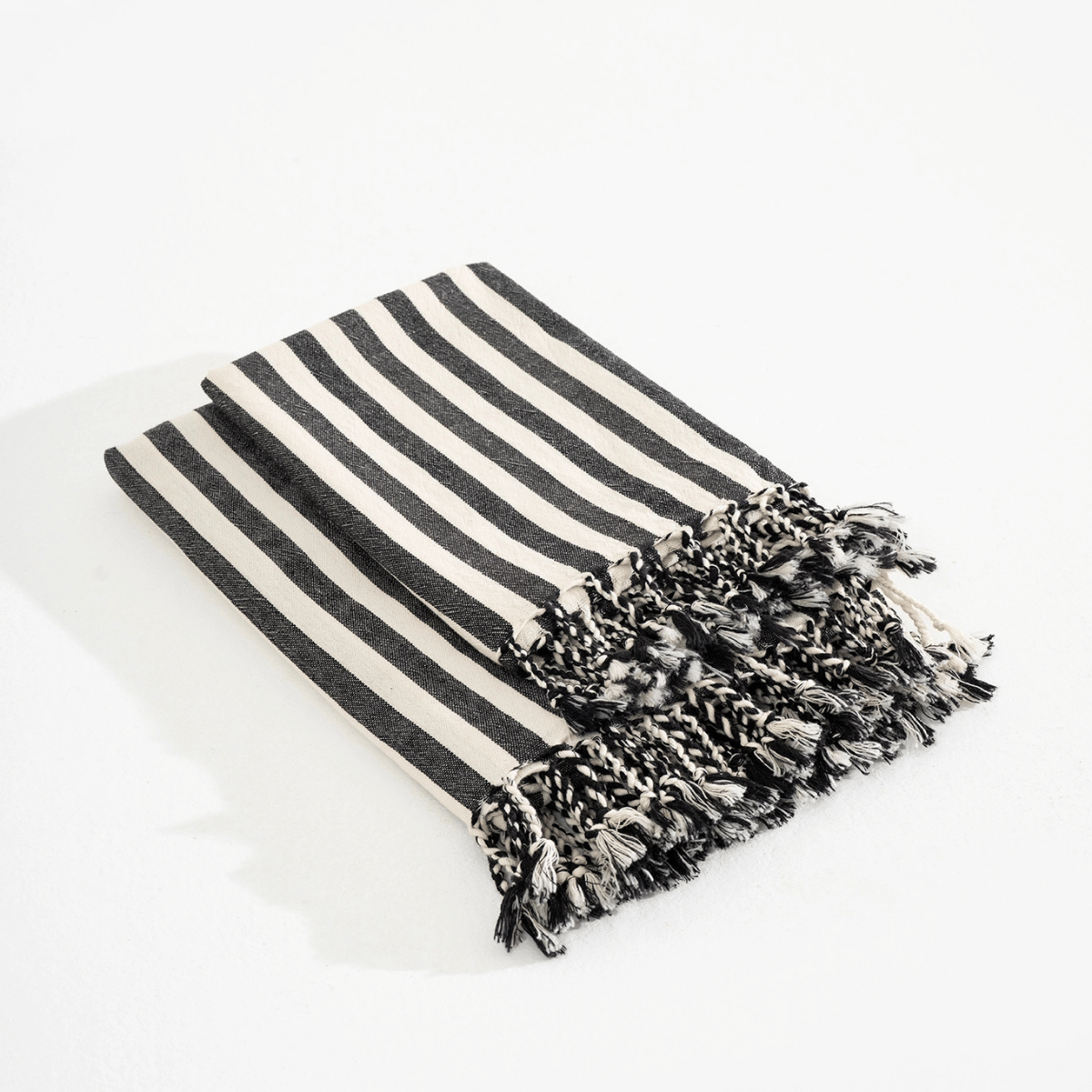 Svartrandig strandhandduk